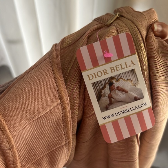 NEW  DIOR BELLA Gold Rose Bandage Dress Size XS - Picture 12 of 13